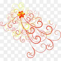 黄红色线条花纹吊牌