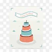 清新生日蛋糕祝福卡矢量素材