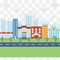 矢量手绘扁平城市