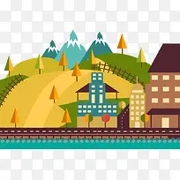 卡通扁平城市树