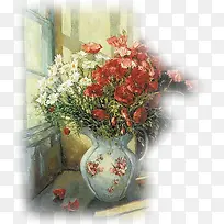 免抠透明水彩红色花