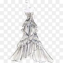 手绘黑色素描婚纱