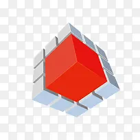 矢量红色方块拼接方体
