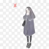 手绘长发女孩