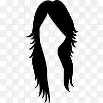 黑长的女性头发形状图标