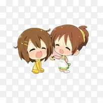 一对女孩矢量图
