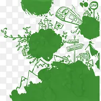 手绘绿色环保插图