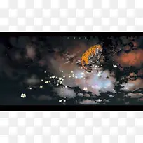 站在树枝上的老虎
