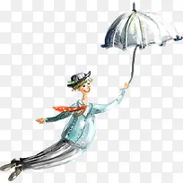 卡通手绘男孩撑伞