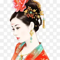 红裙忧郁古风女子