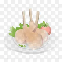 手绘鸡腿食物元素