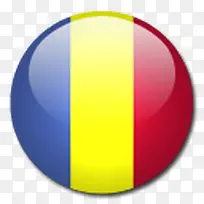 乍得国旗国圆形世界旗