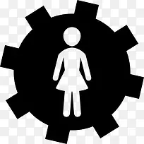 女人在齿轮图标