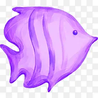 手绘紫色美丽鱼美景