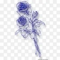 蓝色玫瑰简笔画