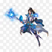 会法术的蓝衣男子古风手绘