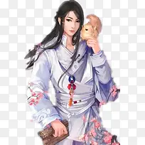 古装美型男子立绘肩上松鼠游戏素材