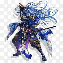 手绘蓝色头发男子游戏