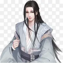 白衣妖媚男子古风手绘