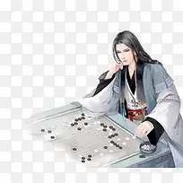彩绘立绘下围棋男子