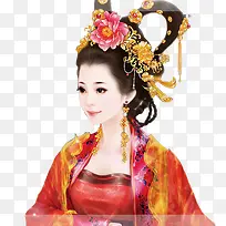 彩绘立绘红色衣服古装王妃女子