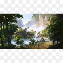 武侠竹林绿色宽屏