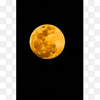 黑夜中的黄色月亮