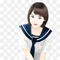 彩绘立绘学生现代女孩