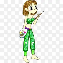 卡通手绘美女素材