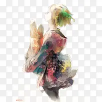 彩绘卡通美女抽象