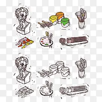 手绘绘画图标