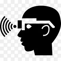 谷歌眼镜与无线在一个男人的头图标
