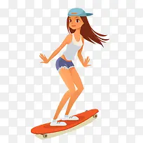 美女玩滑板