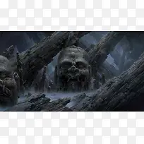 鬼画石像高清壁纸