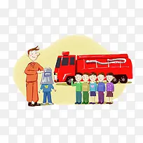 消防员教孩子消防知识