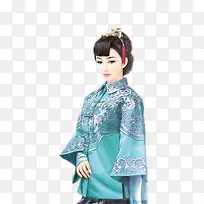 蓝色古典女子人物