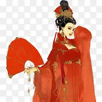 红衣彩绘女子立绘游戏人物