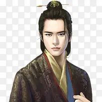 红衣黑色发髻女子古风立绘