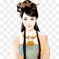 橙衣女子免抠矢量人物素材