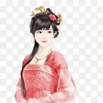 红裙典雅女子