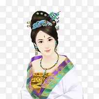 手绘古风项链女子