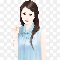 蓝衣可爱女子