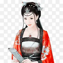 红衣女子头饰立绘免抠图素材