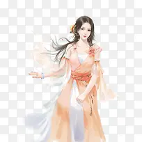 橙衣女子立绘美女