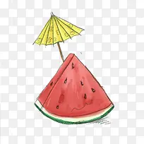 带伞的西瓜夏天