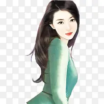 手绘回眸美女
