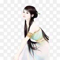古典美女侧脸人物手绘