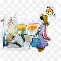 手绘创意时尚美女插画