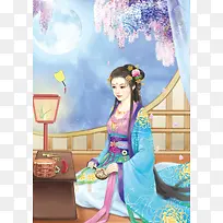 古风优雅美女手绘