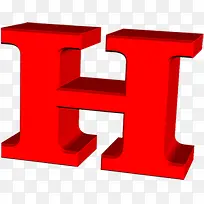 红色立体字母H设计